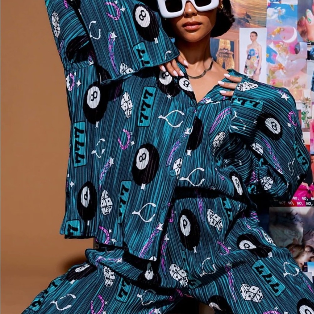 Lala Long Sleeve Plissé Set in Make A Wish